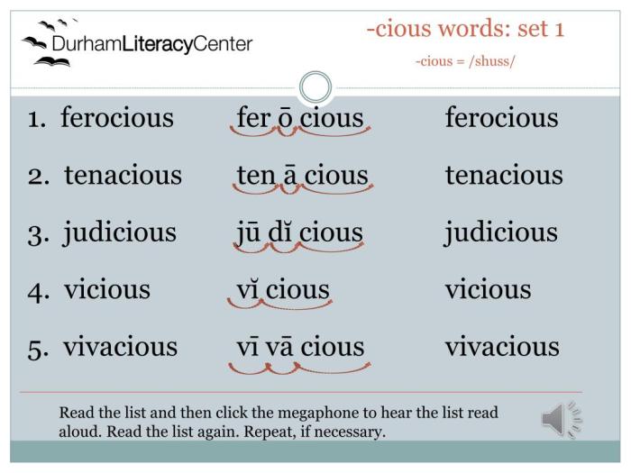 Cious suffixes tious