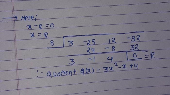 Division problem synthetic below polynomial complete quotient form