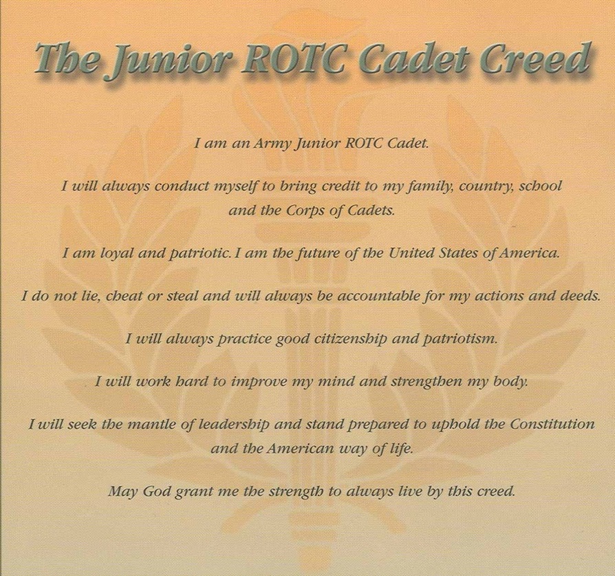 Jrotc creed cadet army combat uniform