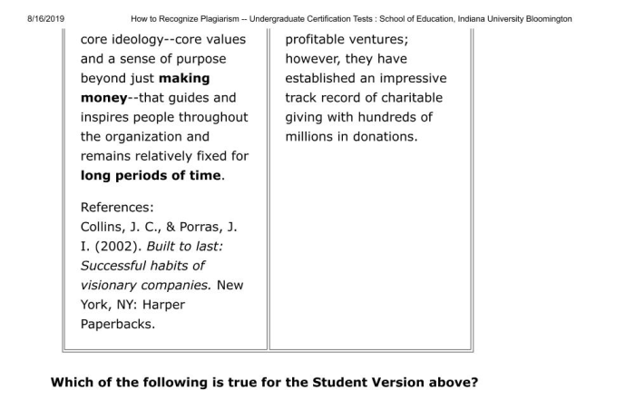 Plagiarism indiana university test answers